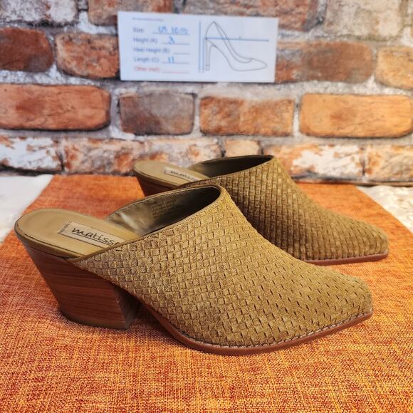 Matisse Basket Weave Leather Suede Block Heel Mule/Clog US Size 10 Anthropologie - Picture 4 of 11